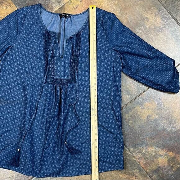 The Limited Denim Babydoll Peasant Blouse Medium - Picture 9 of 11